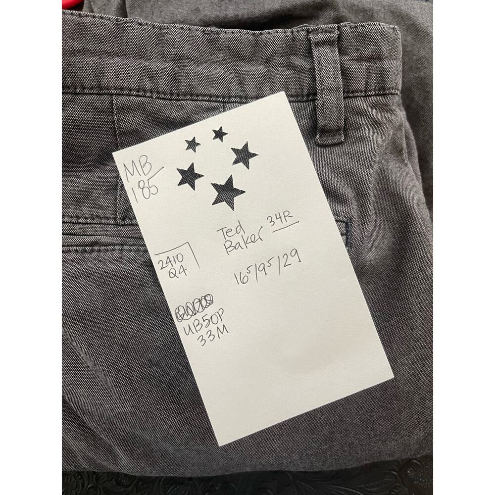 Ted Baker Men's Pants 34R Gray Cotton Blend - Picture 3 of 5